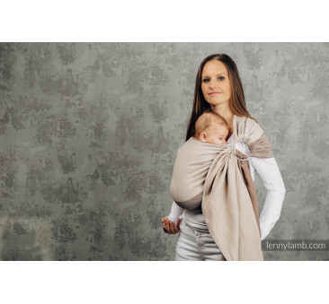 BABY CAFFE LATTE - Chusta kółkowa do noszenia dzieci, tkana splotem jodełkowym, bawełna, ramię bez zakładek- Standard 1.8 m - Le