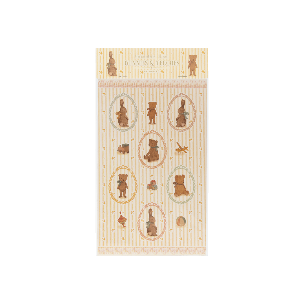 WYPRZEDAŻ Naklejki - Króliczki i Misie - Sticker Sheet - Bunnies and Teddies - Maileg