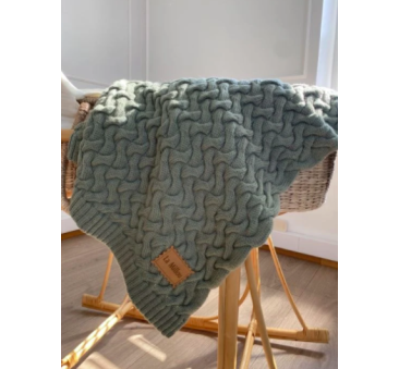 Stoned Green - Koc z Wełny Merynosa - Zielony - 85x85 - 100% Wełna Merino - La Millou