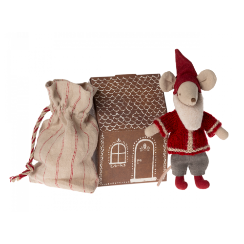 Myszka Święty Mikołaj w Piernikowym Domku - Santa Mouse - Maileg Christmas