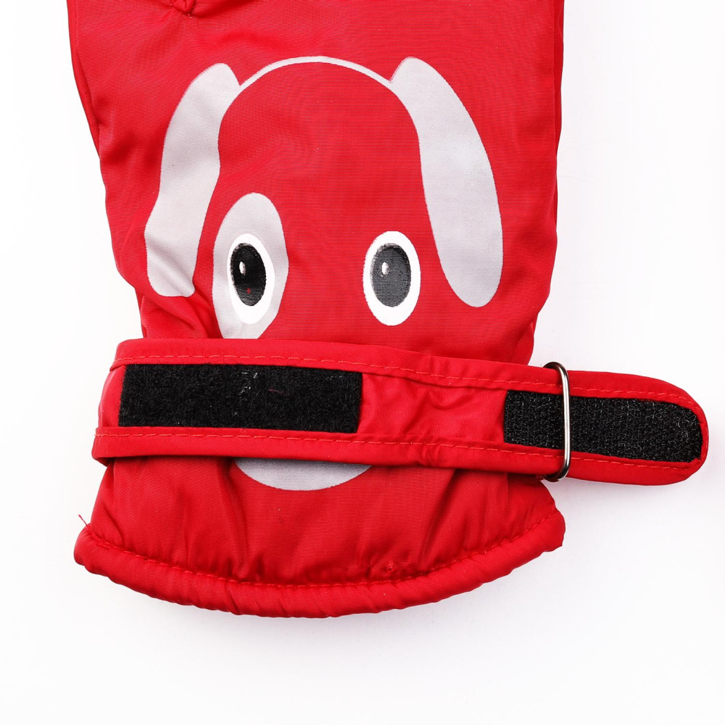 Czerwone Ortalionowe z Pieskiem - Rękawiczki Dziecięce 20 cm - Pięciopalczaste - MORAJ