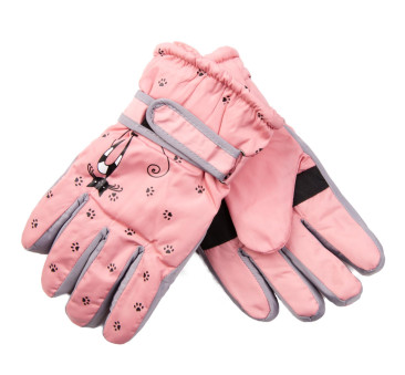 Różowe Ortalionowe - Rękawiczki Dziecięce 20 cm - Pięciopalczaste - MORAJ