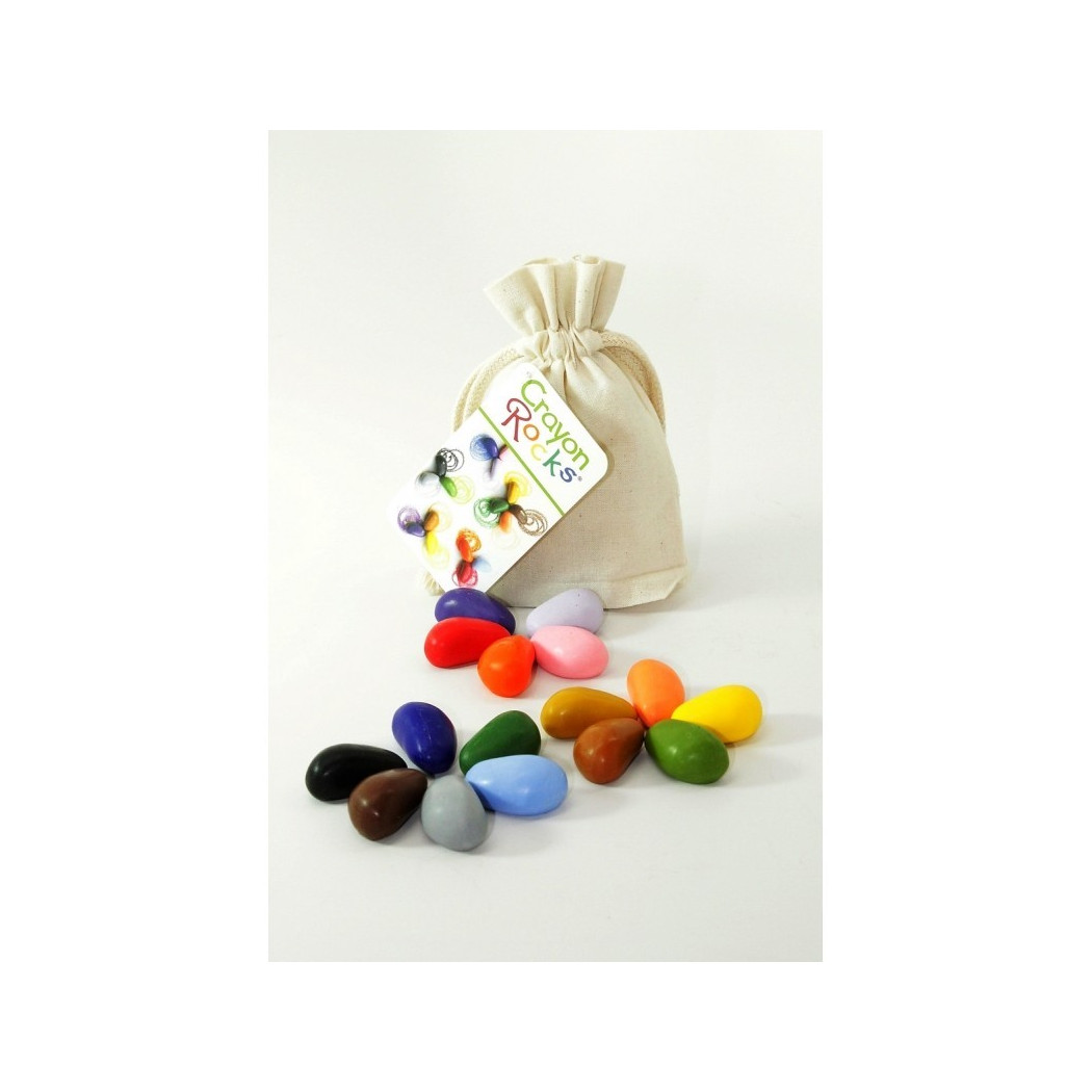 Crayon Rocks 16B - kredki stożkowe kamyki - 16 sztuk w bawełnianym woreczku