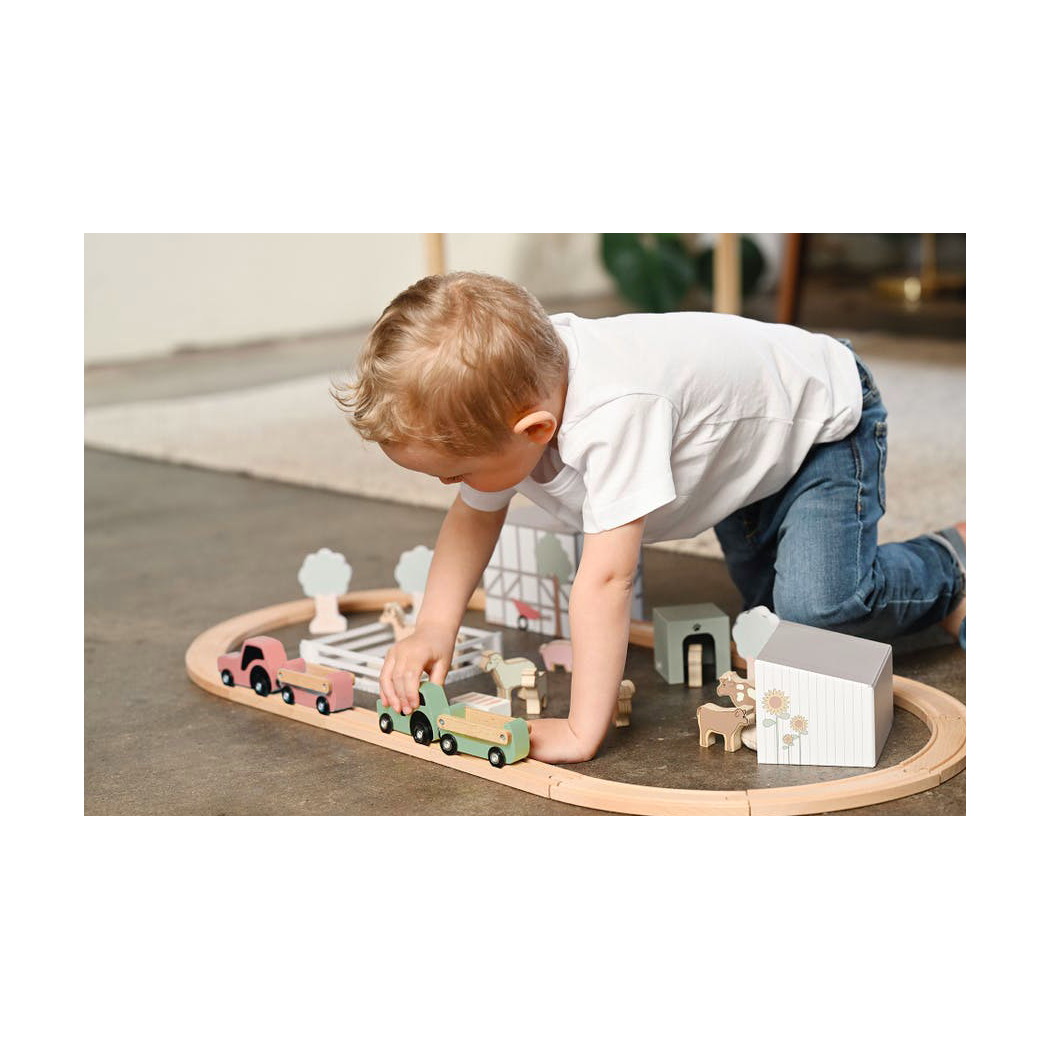 Farma - Drewniany Tor Samochodowy ze Zwierzętami - JaBaDaBaDo