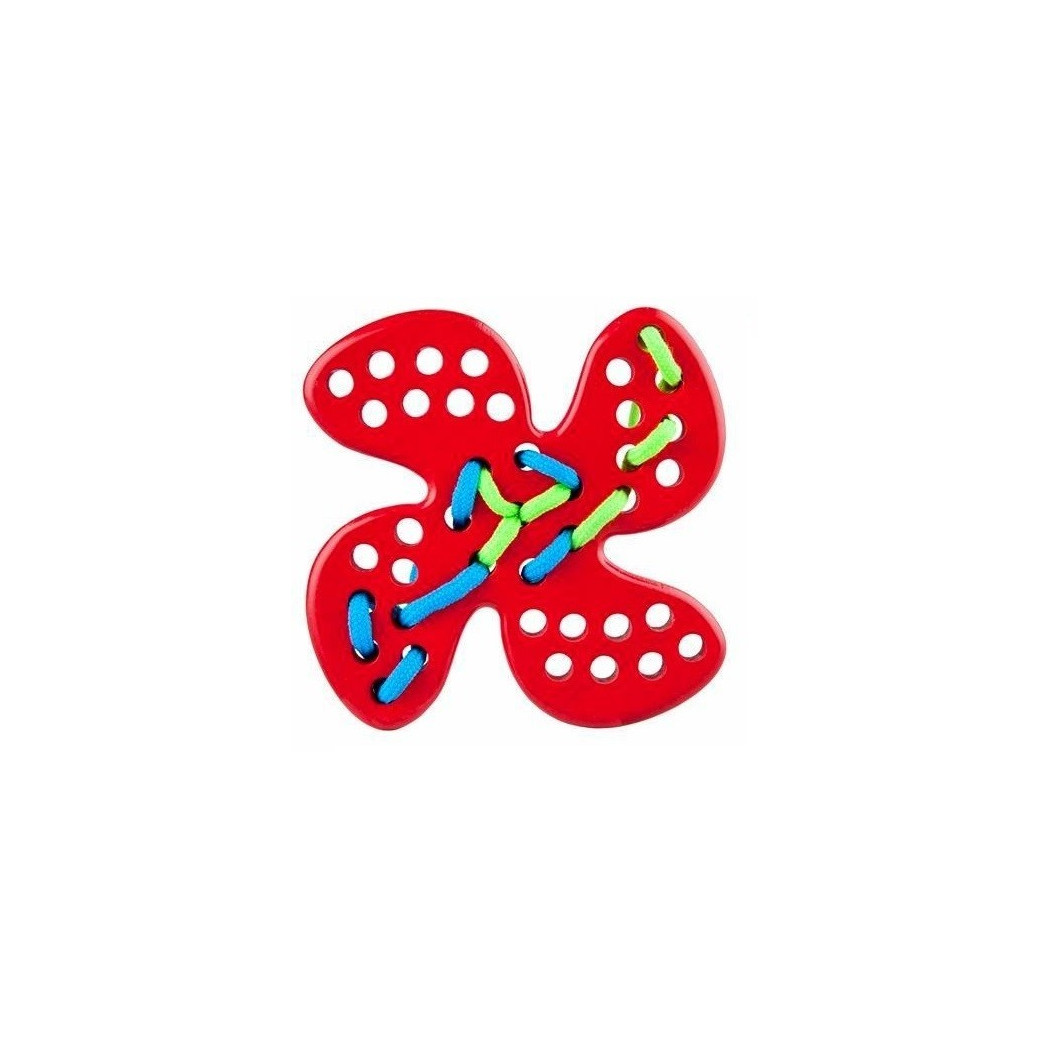 PRZESZYWANKA DREWNIANA KWIATEK CZERWONY LUPO MONTESSORI