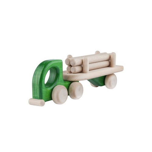 Mała drewniana ciężarówka z belkami - zielona