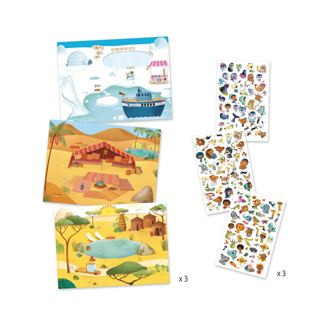 Sawanna Pustynia Biegun - Krainy - Zestaw Kalkomanii - Djeco