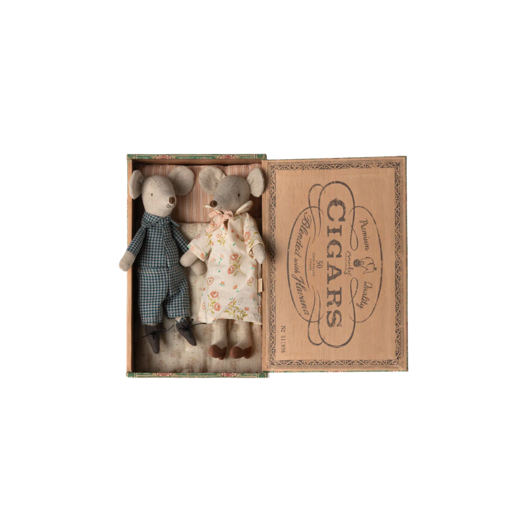 Babcia i Dziadek w Pudełku - Grandma & Grandpa Mice in Box- Maileg