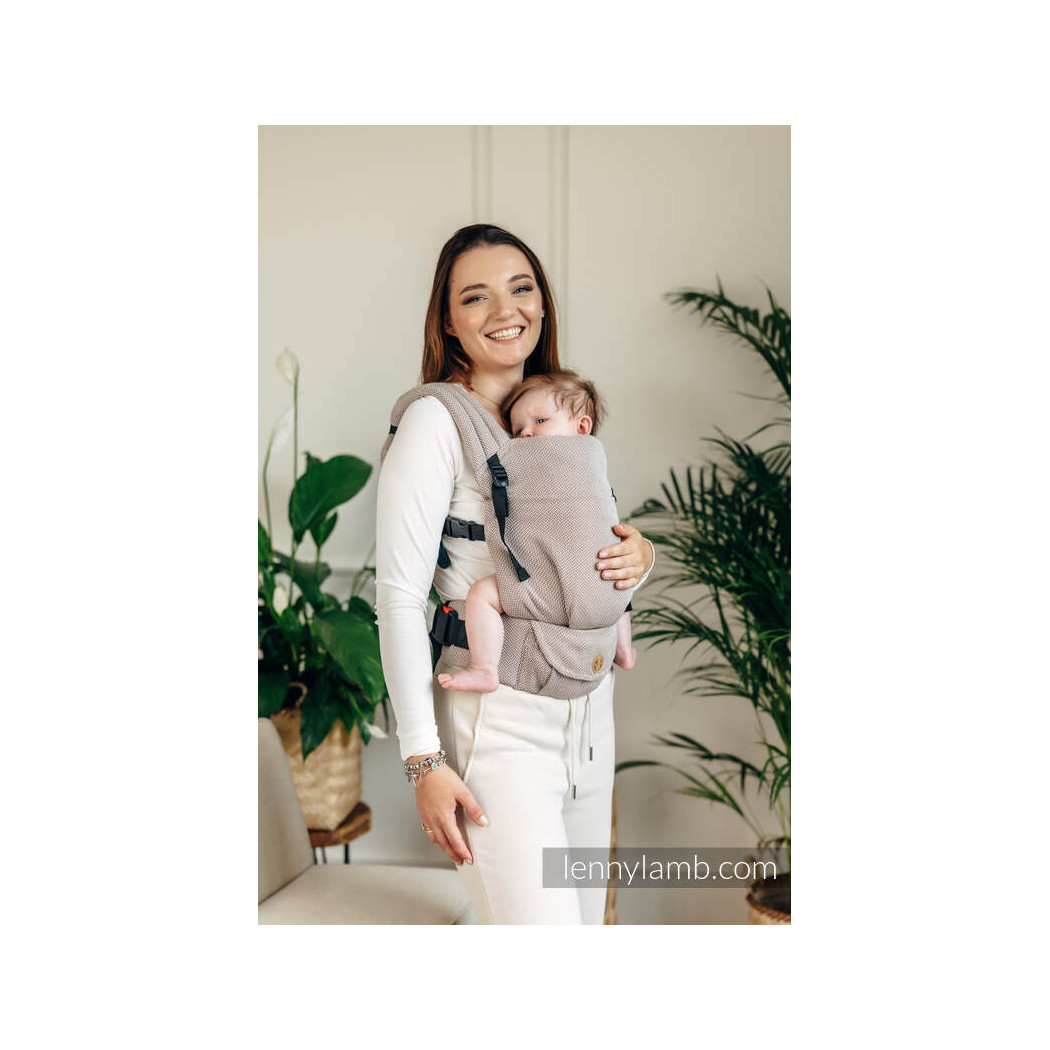MAŁA JODEŁKA ALMOND - Moje Pierwsze Nosidełko LennyLight - Splot Jodełkowy, 100% bawełna - Standard - LennyLamb