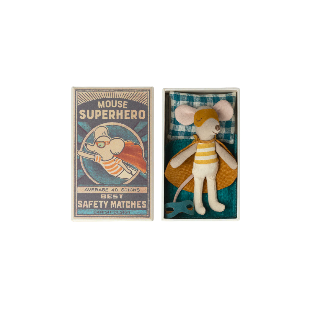 Superbohater - Super Hero Mouse - Little Brother In Matchbox - Maileg