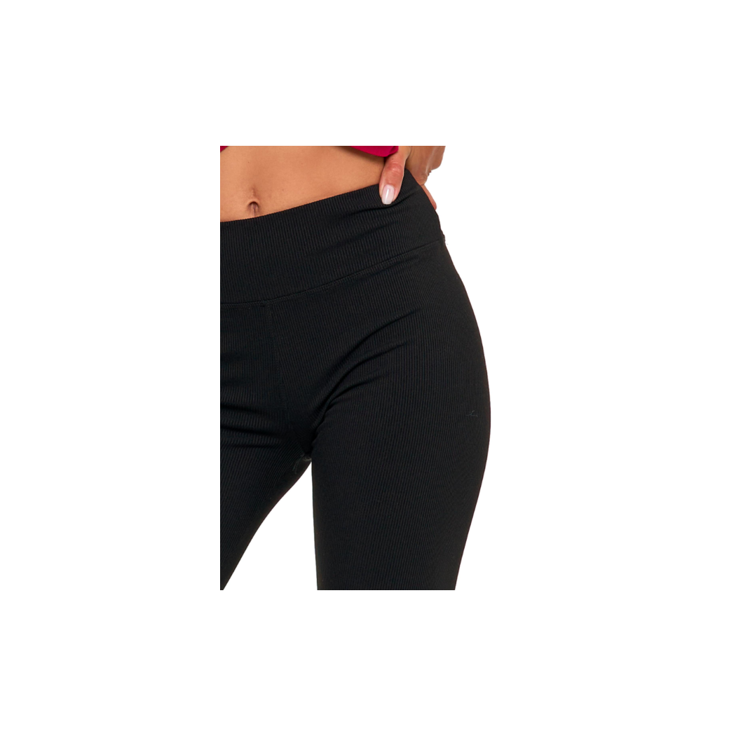 Prążkowane Legginsy Damskie - Czarne - Rozmiar S/M - MORAJ