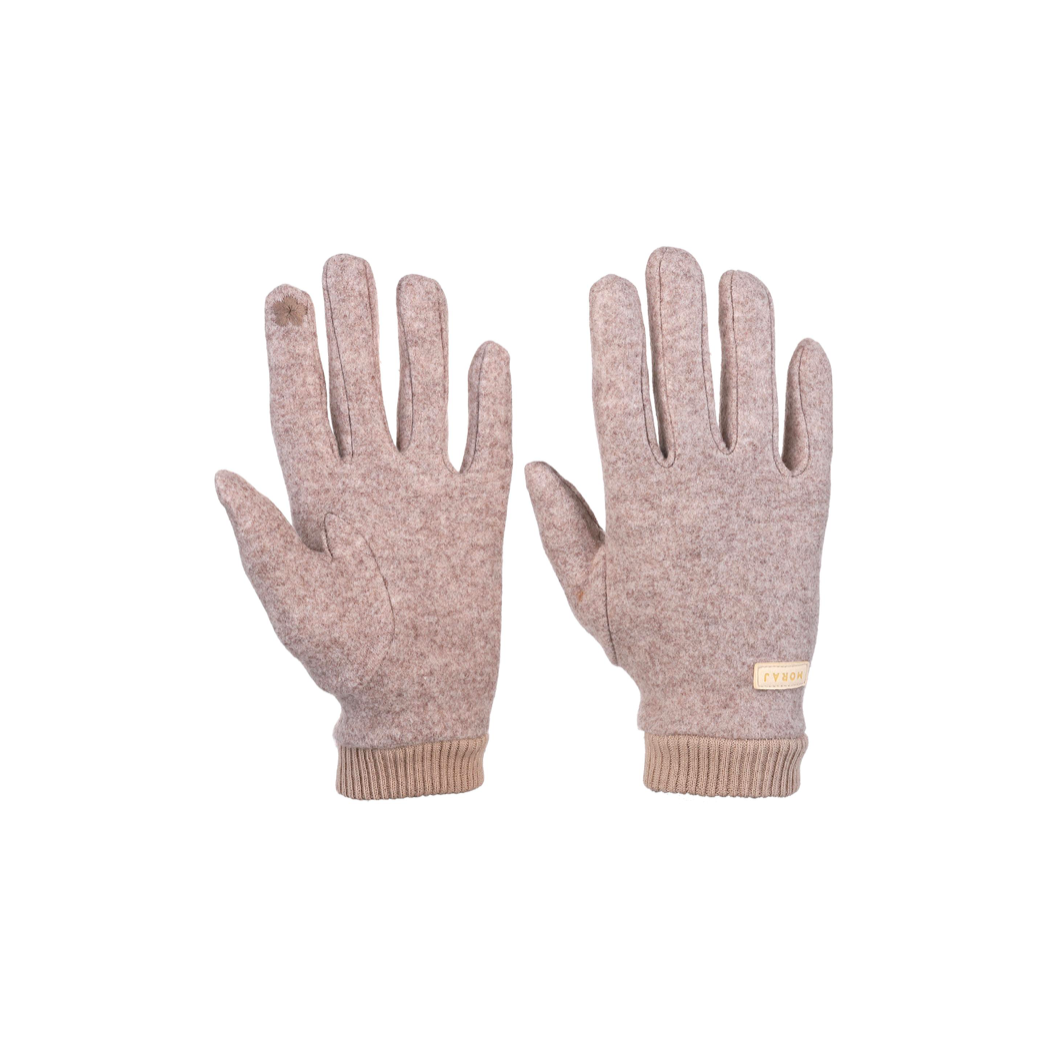 Beżowe - Rękawiczki Damskie - Pięciopalczaste - Rozmiar Uniwersalny - MORAJ