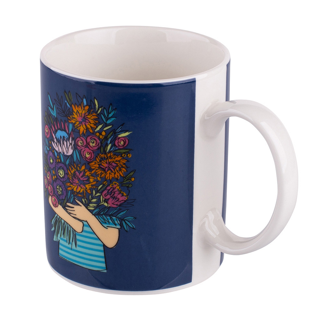 Granatowy Bukiet - Kubek Prosty Porcelanowy 300 ml - Altom Design