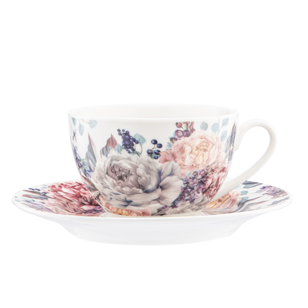 Liliowy Bez - Filiżanka 260 ml ze Spodkiem 15 cm - Altom Design