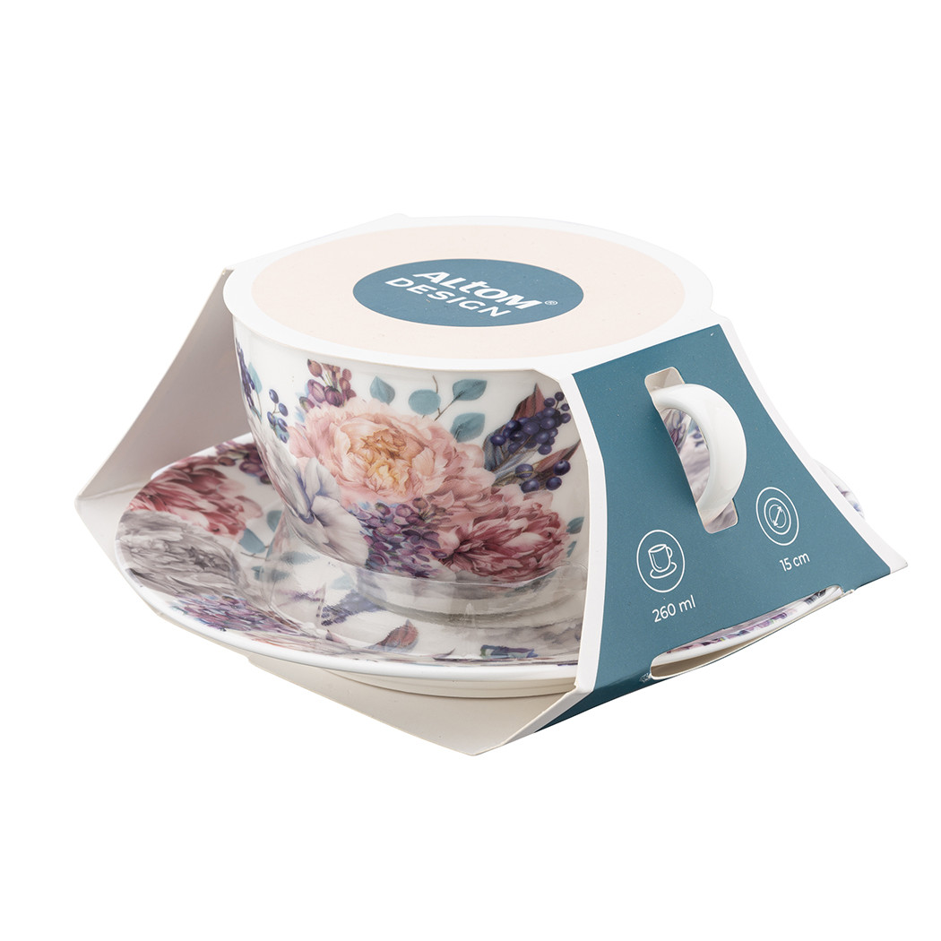 Liliowy Bez - Filiżanka 260 ml ze Spodkiem 15 cm - Altom Design