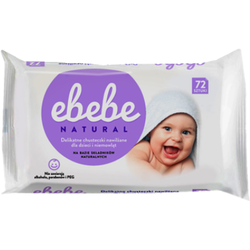 Chusteczki EBEBE nawilżane dla niemowląt - 72 szt. - Ebebe Natural