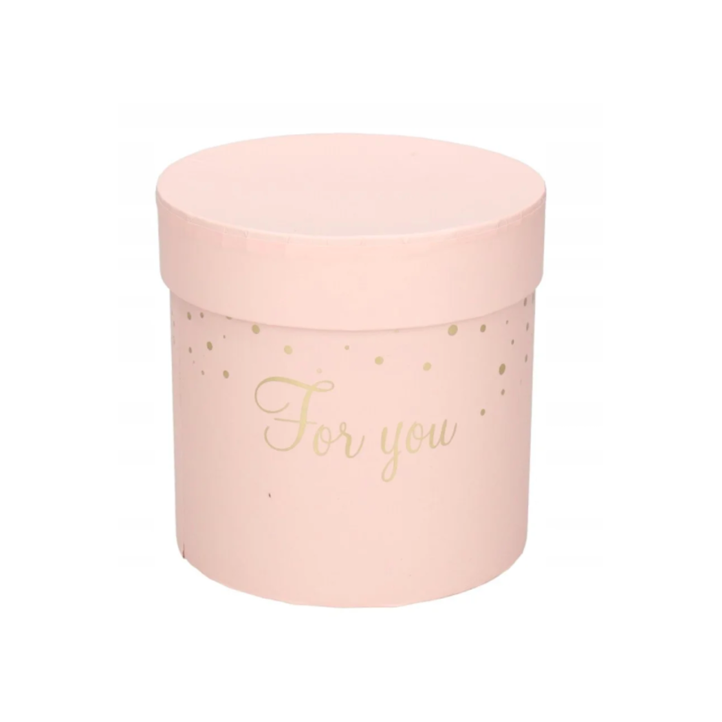 Różowe Pudełko Prezentowe z Pokrywką - Okrągłe - Box na Prezent 12 x12 cm