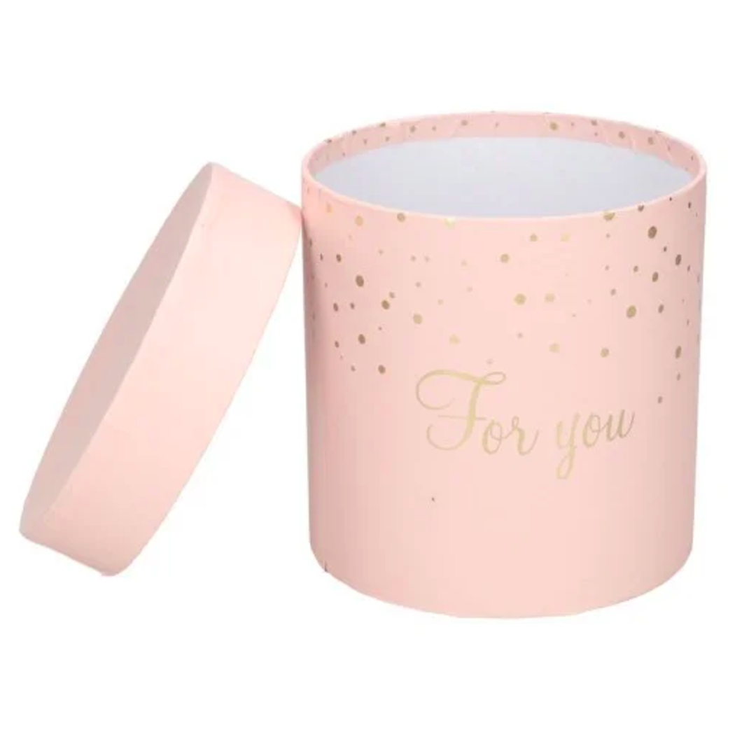 Różowe Pudełko Prezentowe z Pokrywką - Okrągłe - Box na Prezent 12 x12 cm