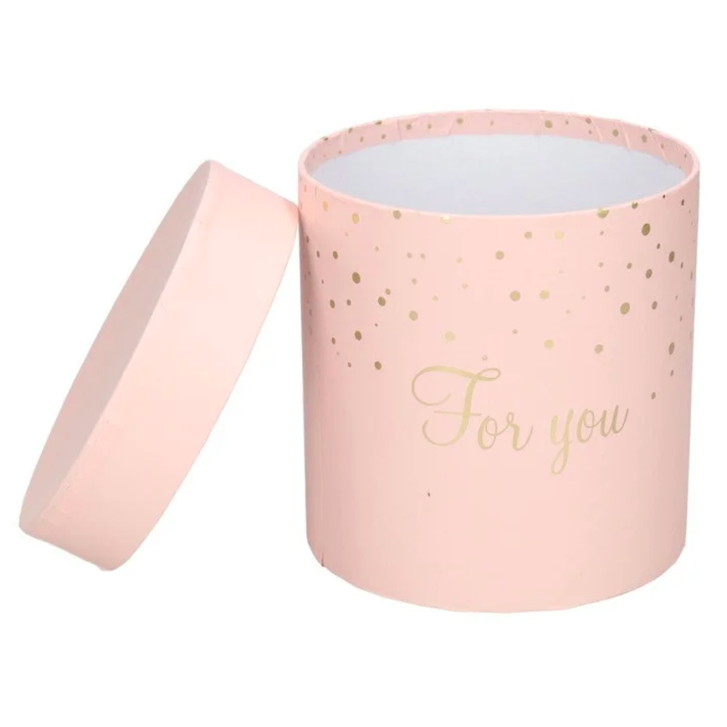 Różowe Pudełko Prezentowe z Pokrywką - Okrągłe - Box na Prezent 12 x12 cm