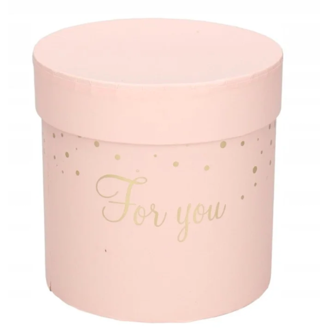 Różowe Pudełko Prezentowe z Pokrywką - Okrągłe - Box na Prezent 12 x12 cm