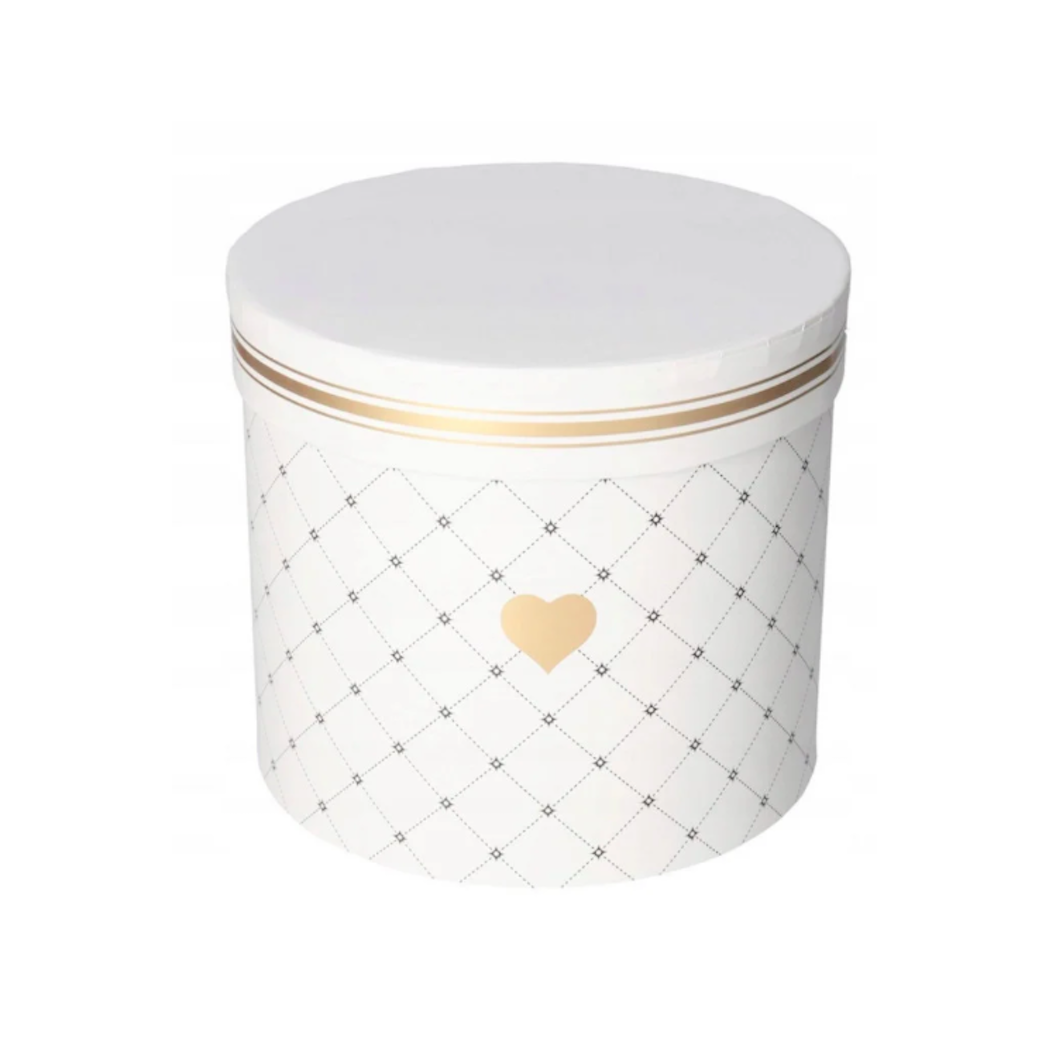 Białe Pudełko Prezentowe z Pokrywką - Okrągłe - Box na Prezent 17 x17 cm