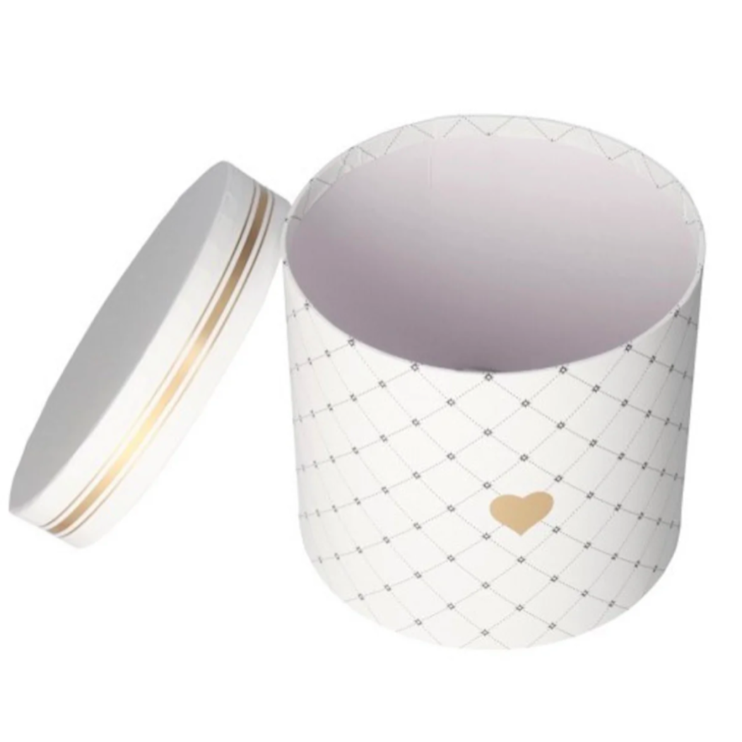 Białe Pudełko Prezentowe z Pokrywką - Okrągłe - Box na Prezent 17 x17 cm