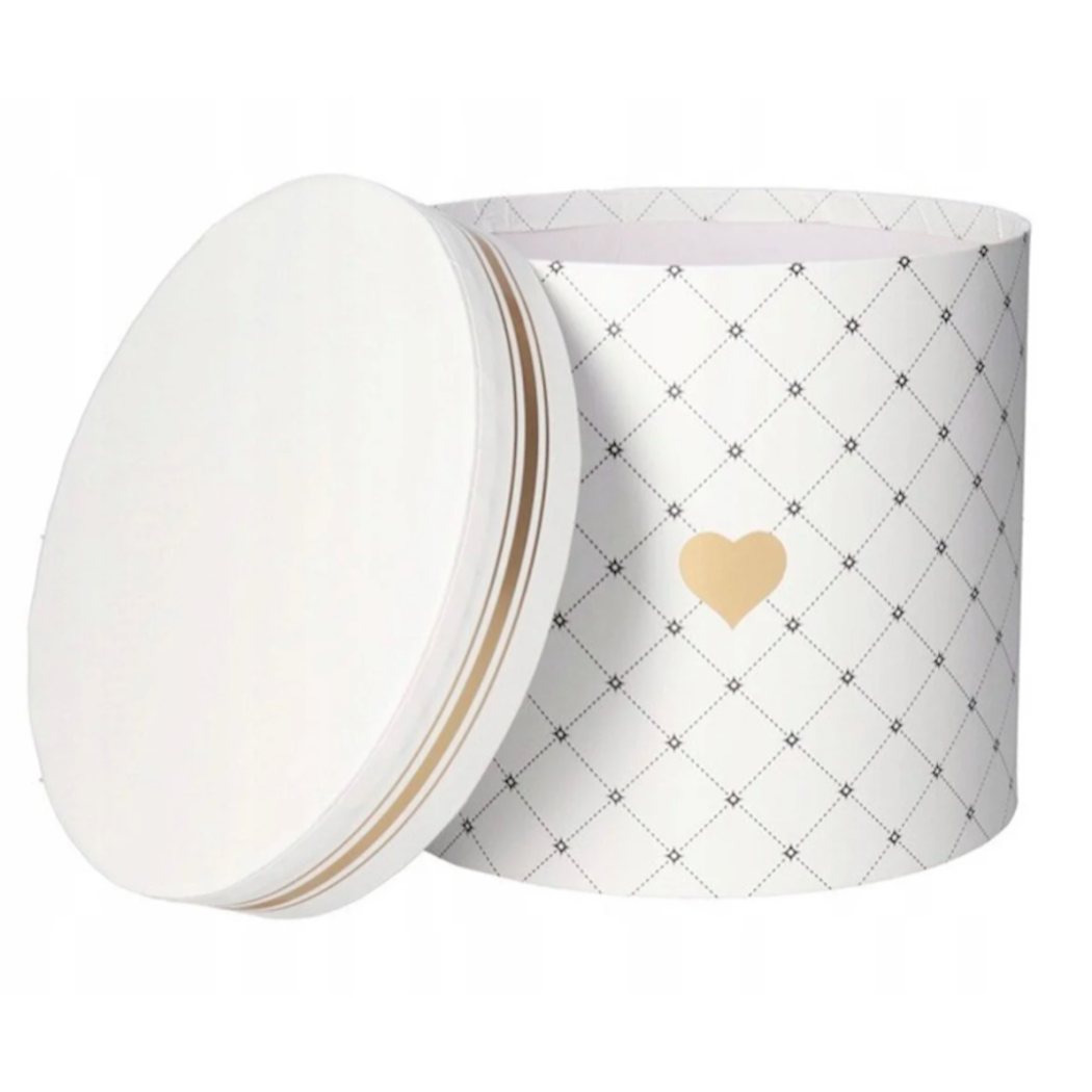 Białe Pudełko Prezentowe z Pokrywką - Okrągłe - Box na Prezent 17 x17 cm