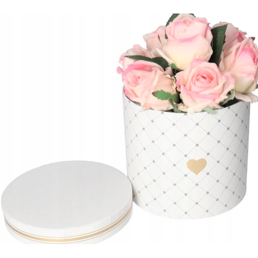 Białe Pudełko Prezentowe z Pokrywką - Okrągłe - Box na Prezent 17 x17 cm