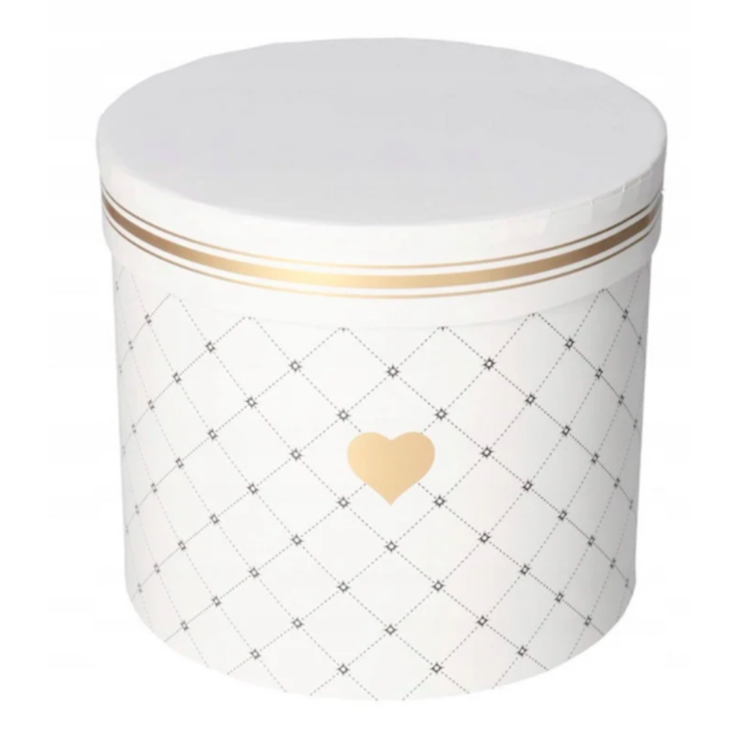 Białe Pudełko Prezentowe z Pokrywką - Okrągłe - Box na Prezent 17 x17 cm