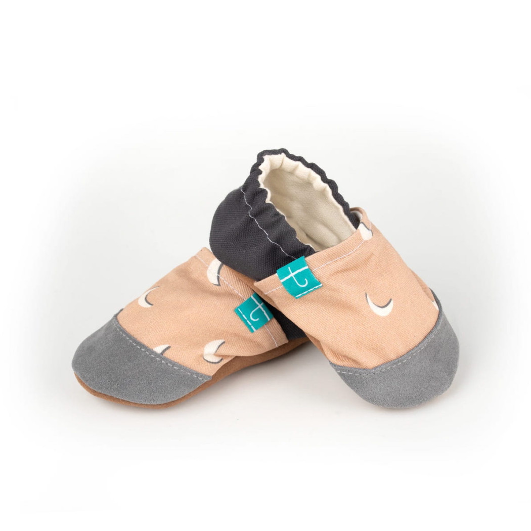 Grey Moon - rozmiar 9-12 miesięcy - Papcie Titot - SKÓRZANA PODESZWA