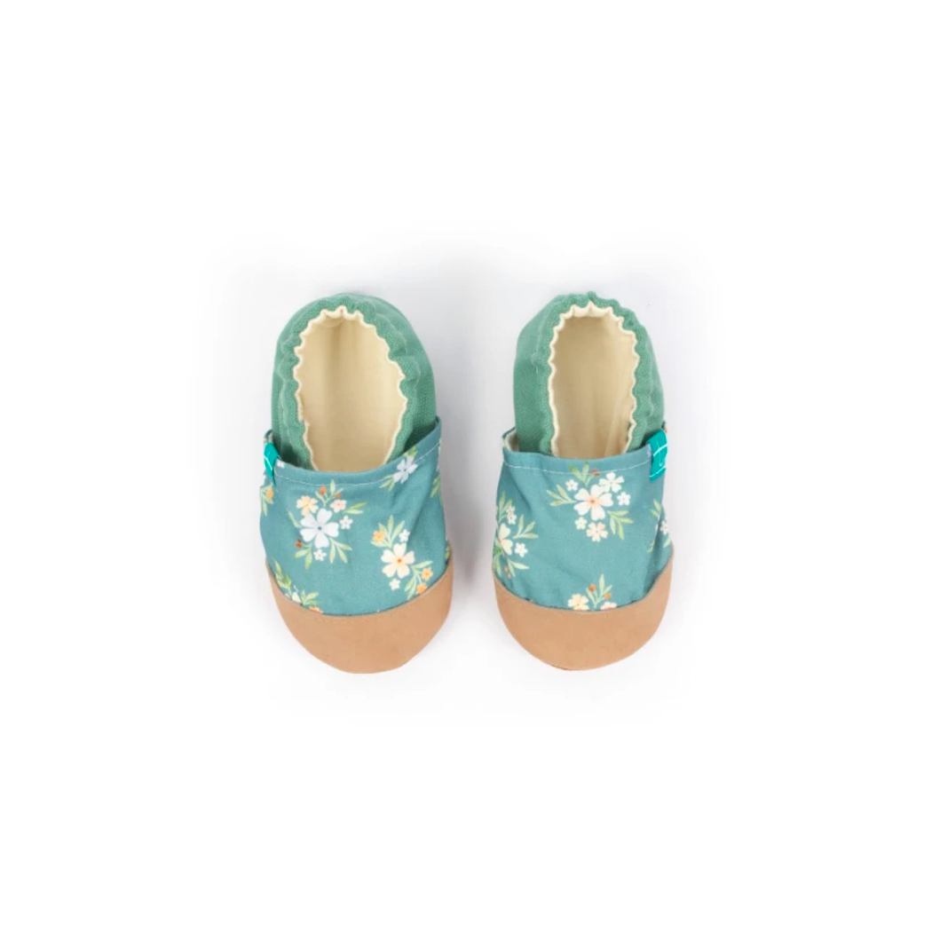 Picnic Flowers Onyx - rozmiar 12-18 miesięcy - Papcie Titot - SKÓRZANA PODESZWA