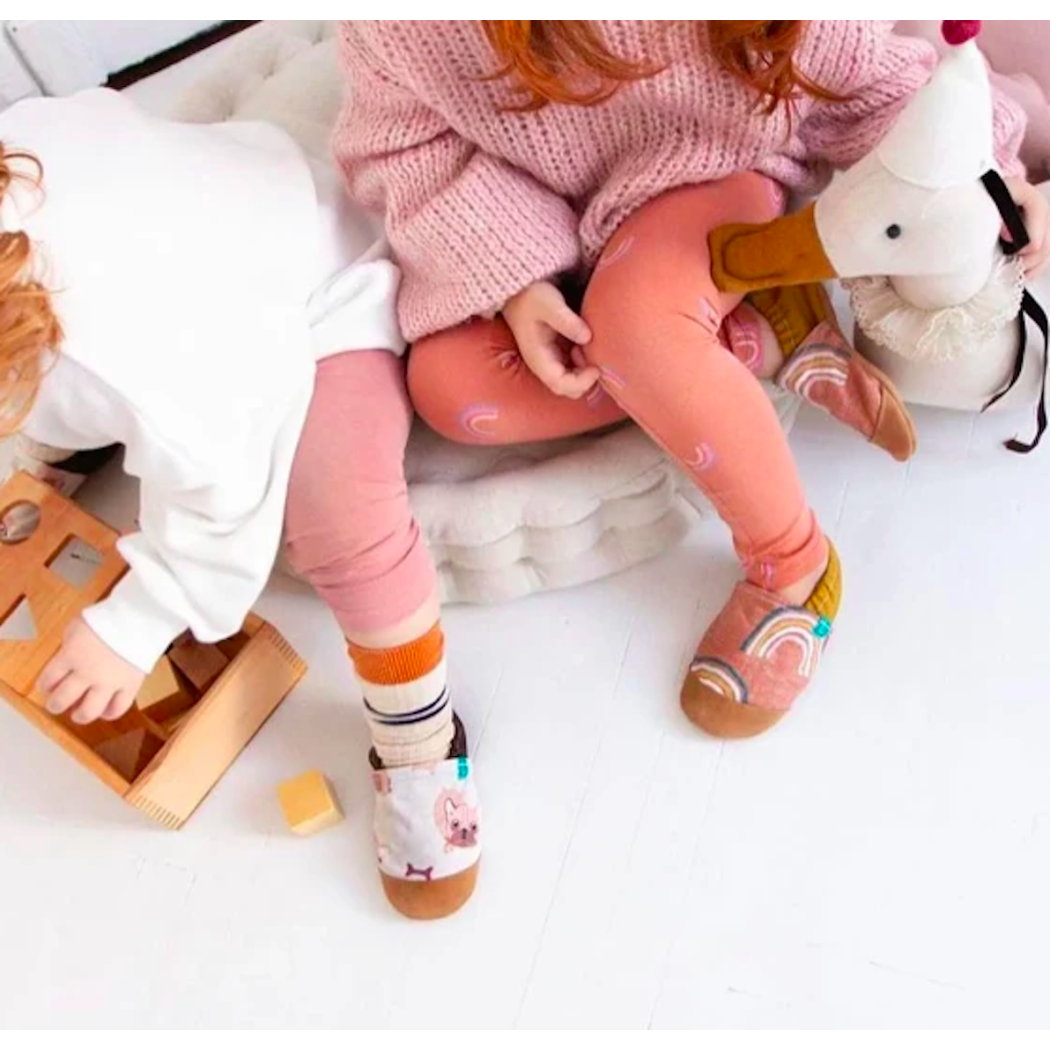 WYPRZEDAŻ Colorfull Rainbow (bez skórzanego noska) - rozmiar 0-3 msc - Papcie Titot - SKÓRZANA PODESZWA