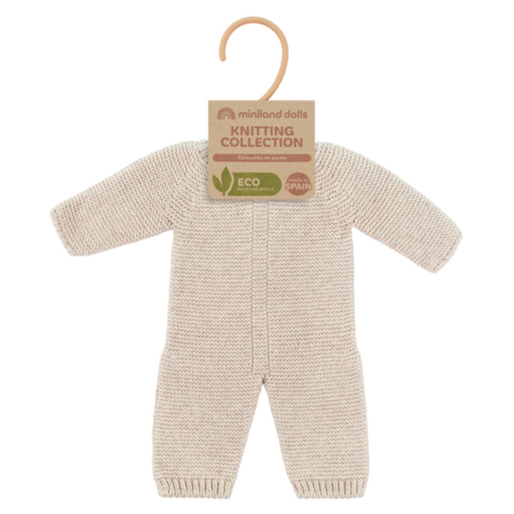Dzianinowa Piżama 38 - Beżowa - Rozmiar 38 - Ubranko Dla Lalek - Miniland - LILLITOY