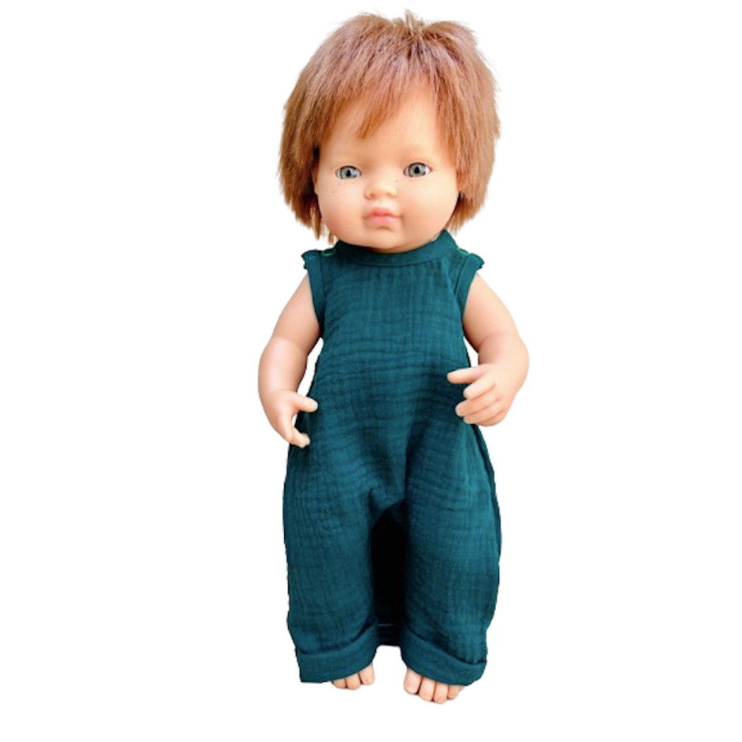 Botanical Green 38 - Spodenki Muślinowe dla Lalki - Rozmiar 38 - Ubranko Dla Lalek - Miniland - LILLITOY