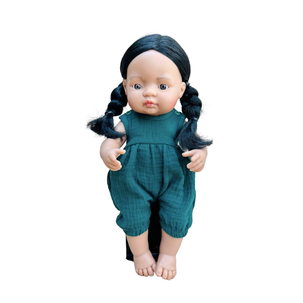 Botanical Green 38 - Bloomersy Muślinowe - Rozmiar 38 - Ubranko Dla Lalek - Miniland - LILLITOY