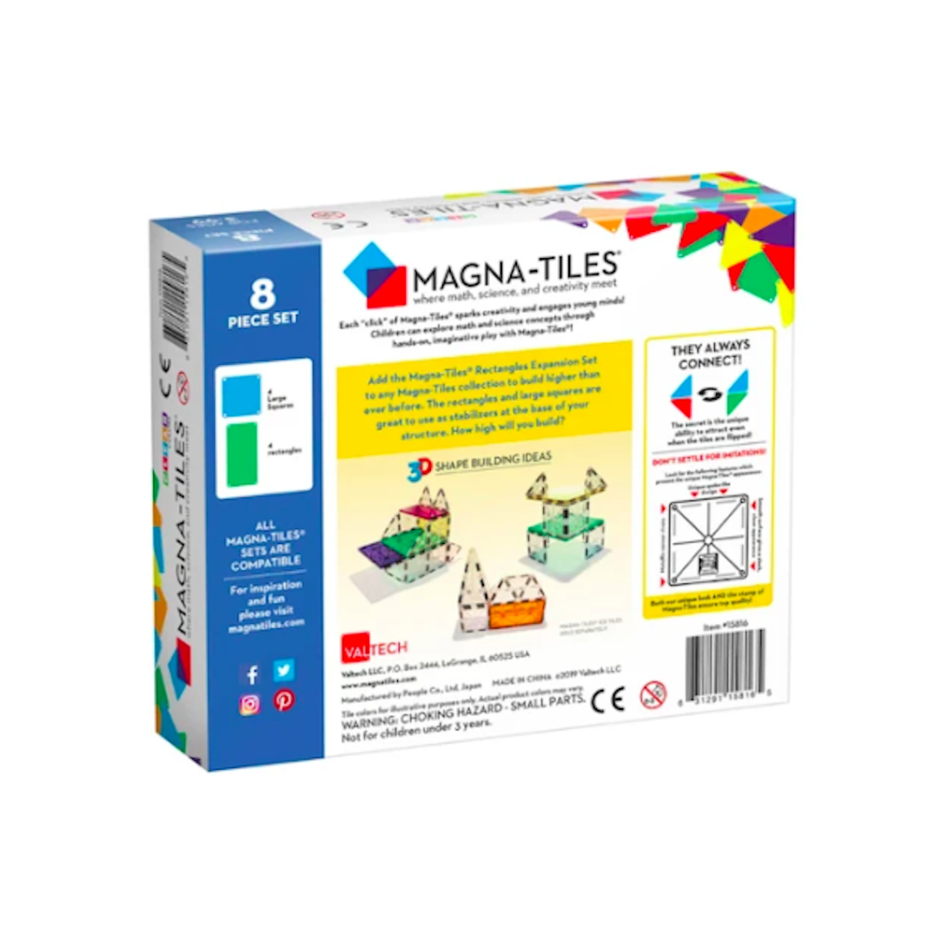 Rectangles - Prostokąty Zestaw do Rozbudowy - Klocki Magnetyczne 8 elementów - Magna-Tiles