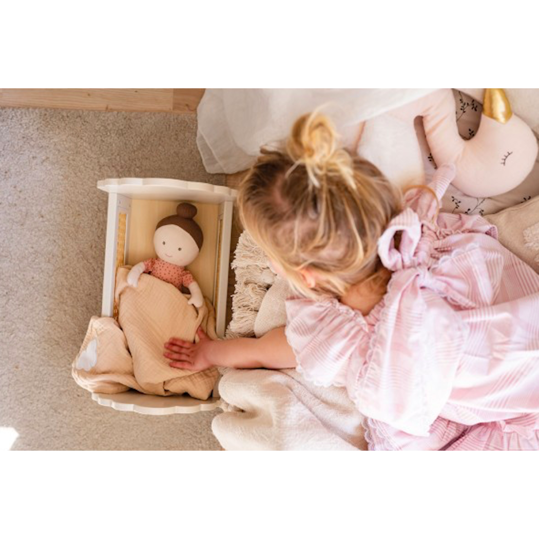 Kołyska dla Lalek - Drewniana Zabawka Łóżeczko - 37 cm - JaBaDaBaDo