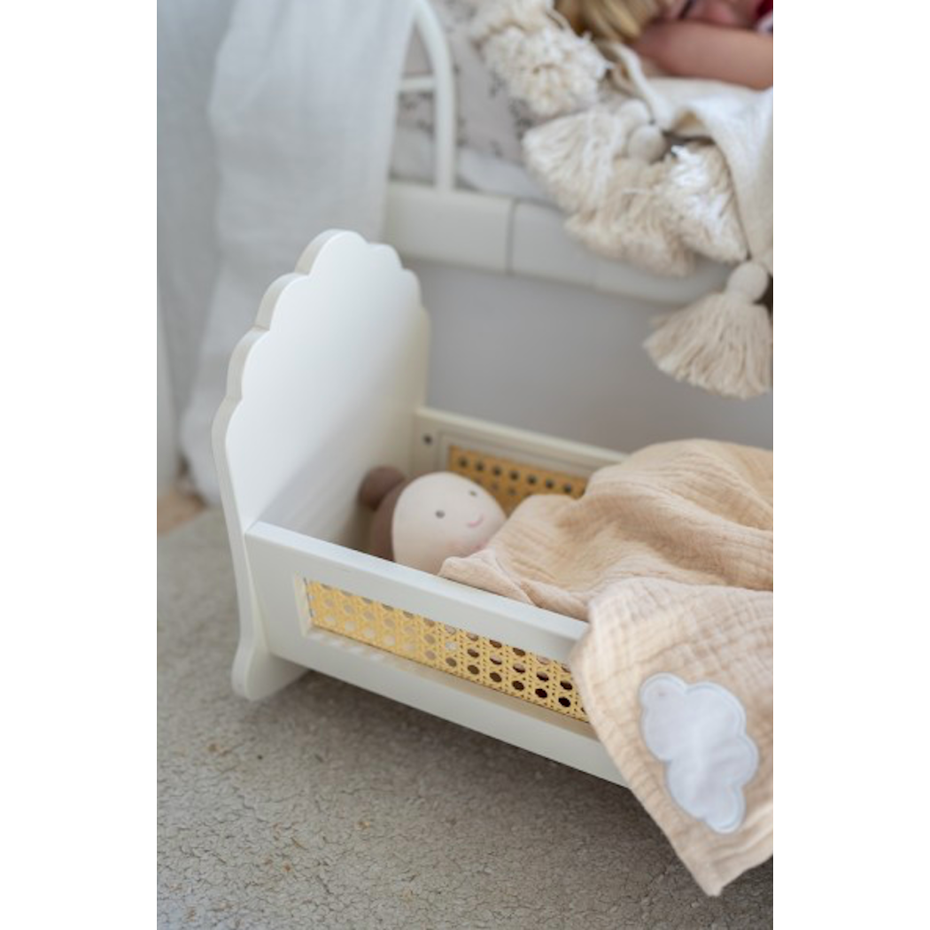 Kołyska dla Lalek - Drewniana Zabawka Łóżeczko - 37 cm - JaBaDaBaDo