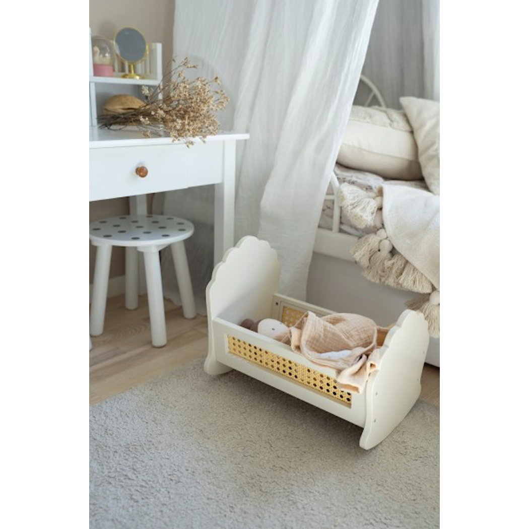 Kołyska dla Lalek - Drewniana Zabawka Łóżeczko - 37 cm - JaBaDaBaDo