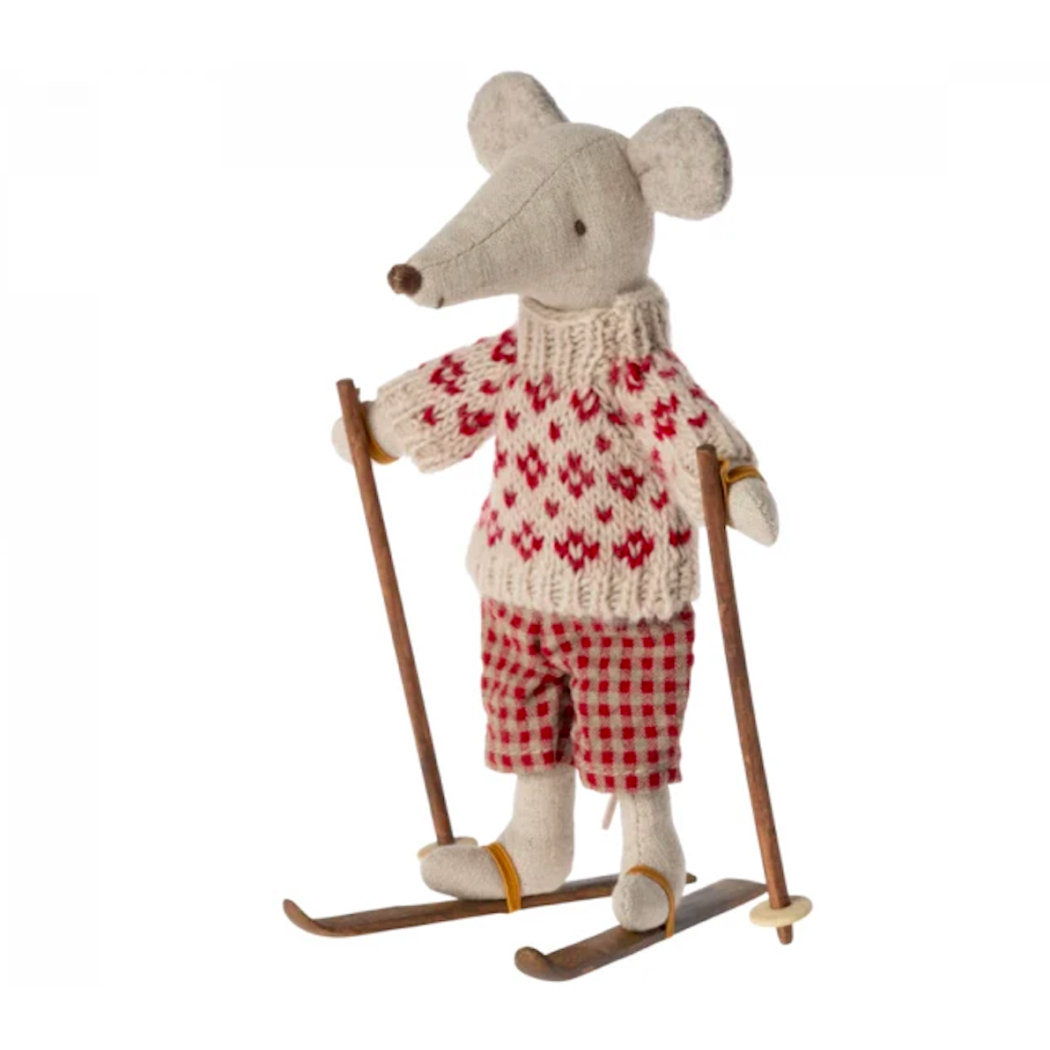 Narty Dla Myszki Mamy i Taty - Ski And Ski Poles Mum & Dad Mouse - Maileg