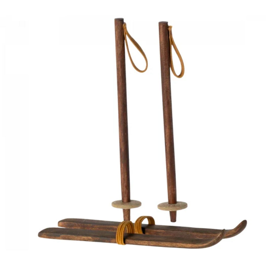 Narty Dla Myszki Mamy i Taty - Ski And Ski Poles Mum & Dad Mouse - Maileg