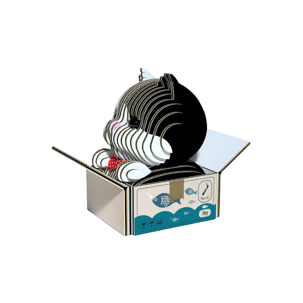 Kotek Tuxedo - Eko Układanka 3D - Eugy