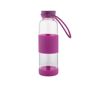 Fioletowa Szklana Butelka w Silikonowej Osłonie - 550 ml - Altom Design