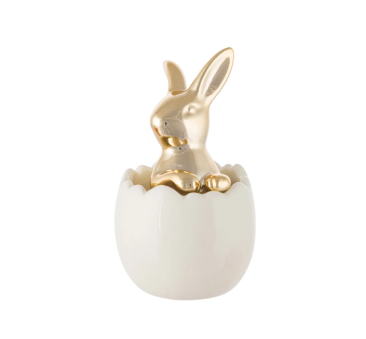 Złoty Zając w Jajku - Figurka Ceramiczna - Altom Design