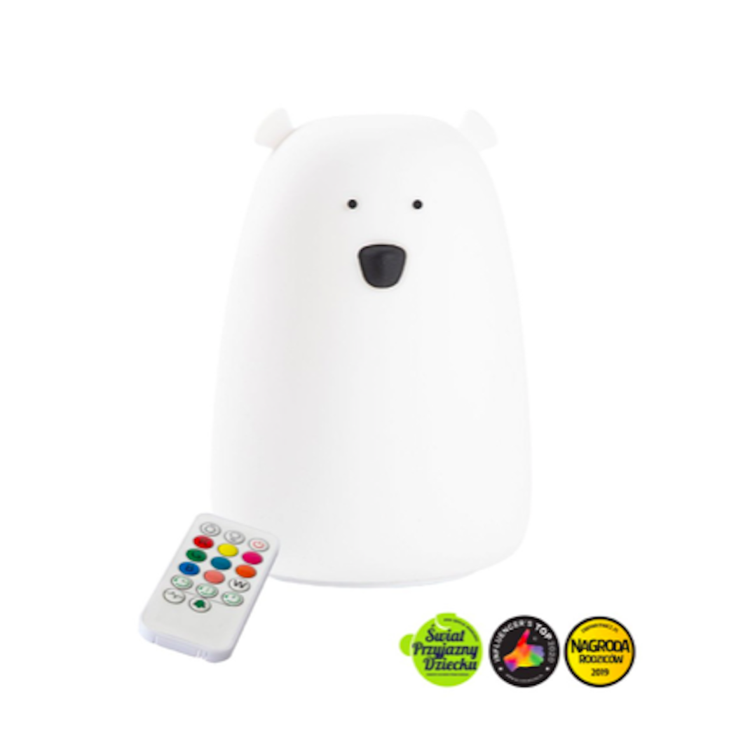 Biały Miś - Duża Lampka Silikonowa - Z Pilotem - Rabbit & Friends
