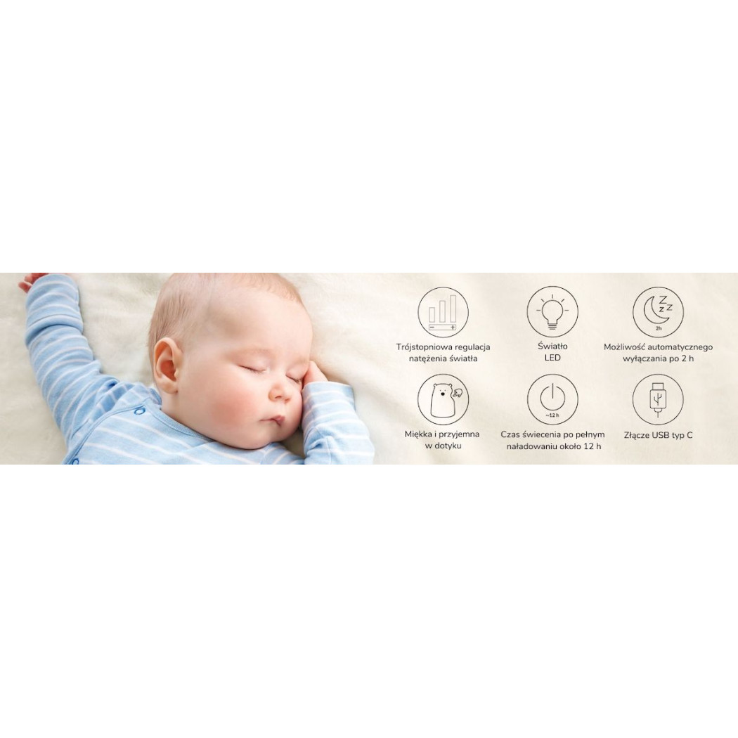 Szałwiowy Miś - Duża Lampka Silikonowa - Rabbit & Friends