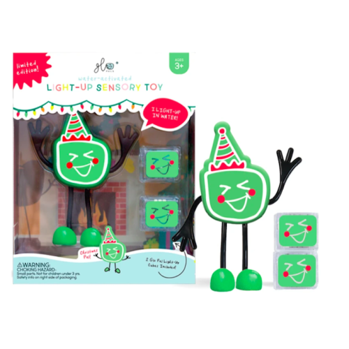 Postać Christmas Pal oraz Zestaw 2 kostek Sensorycznych Świecących w Wodzie - Limitowana Edycja Świąteczna - Kolor Zielony - Glo