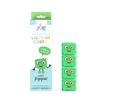 Pippa - Zestaw 4 kostek Sensorycznych Świecących w Wodzie - Kolor Zielony - Glo Pals