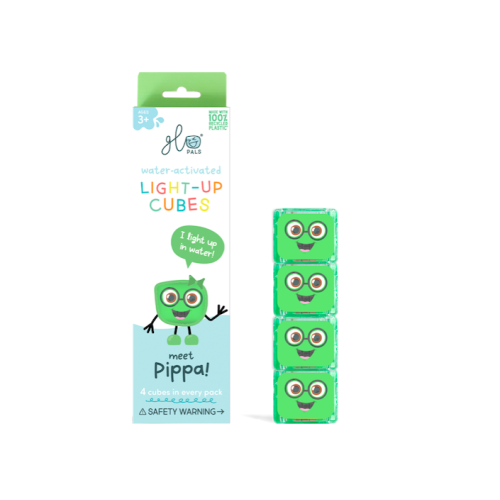 Pippa - Zestaw 4 kostek Sensorycznych Świecących w Wodzie - Kolor Zielony - Glo Pals