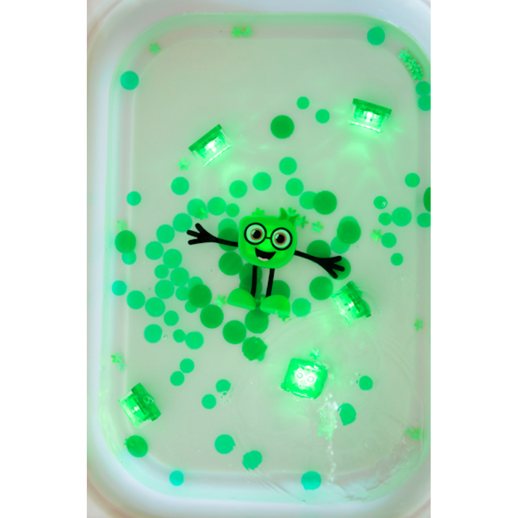 Pippa - Zestaw 4 kostek Sensorycznych Świecących w Wodzie - Kolor Zielony - Glo Pals